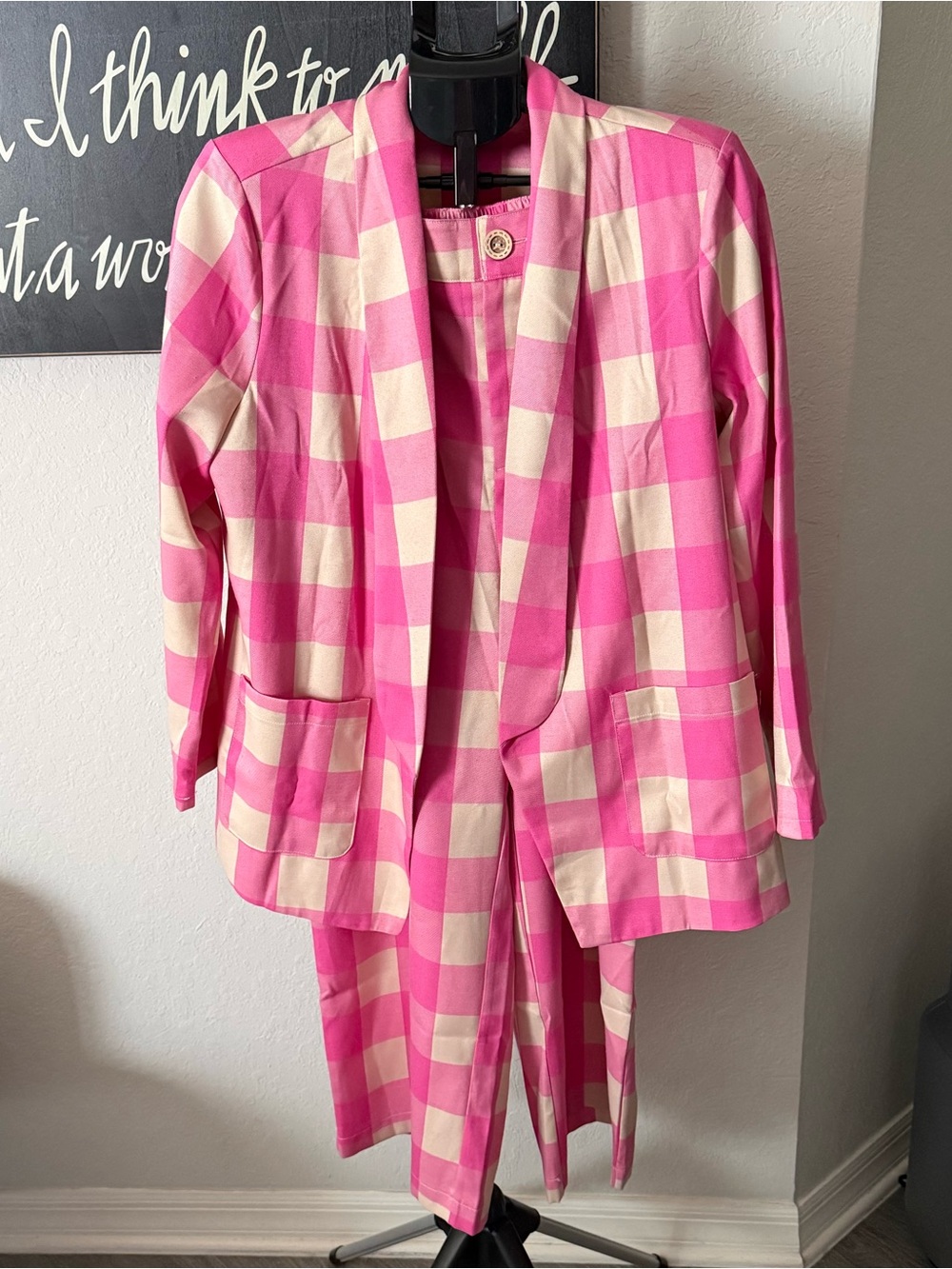 Turquoise Haven Pink & Cream Buffalo Check Pants(ONLY) NWT